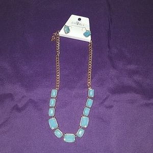 DaVinci light blue necklace and earrings set